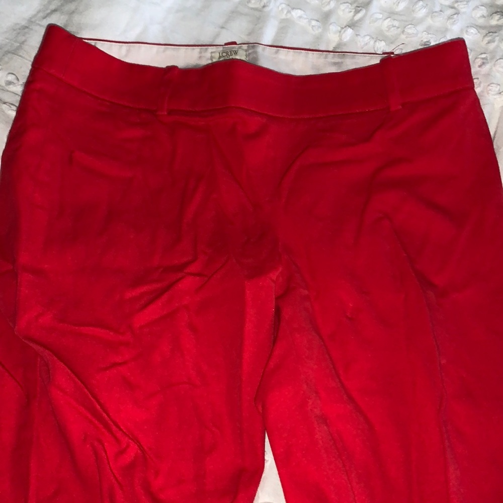 Red J Crew Cropped Work Pants